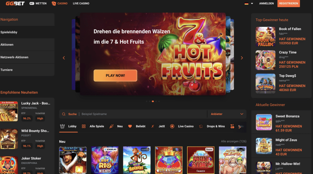 GGbet Casino Start seite