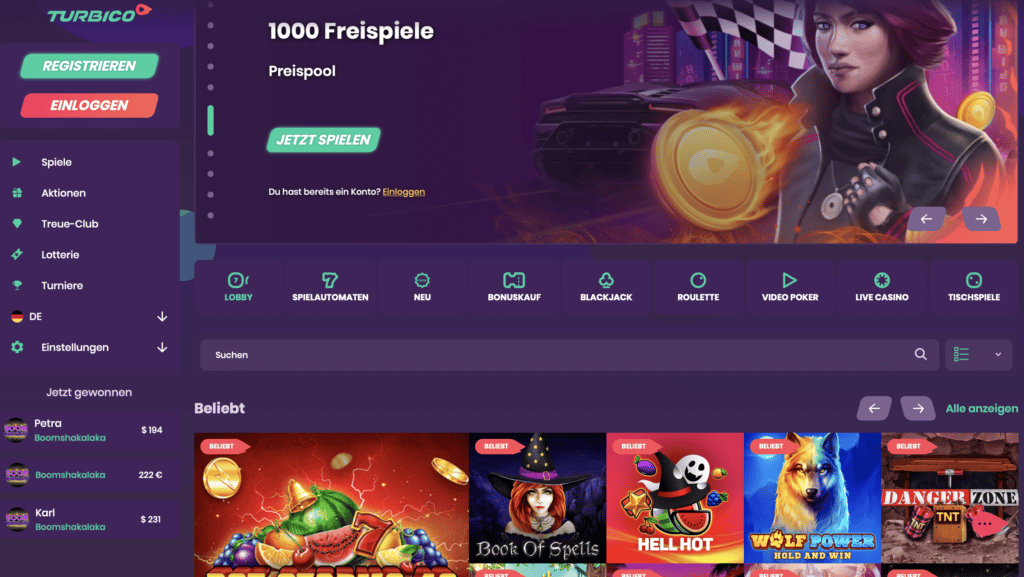 Turbico Casino Start Seite