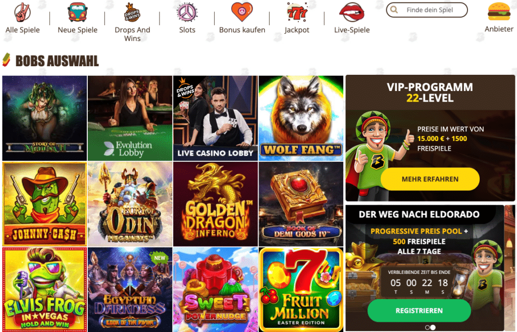 Bob Casino Spielangebote