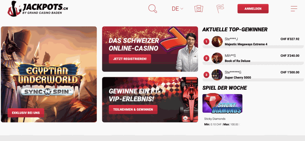 Jackpots.ch Übersicht