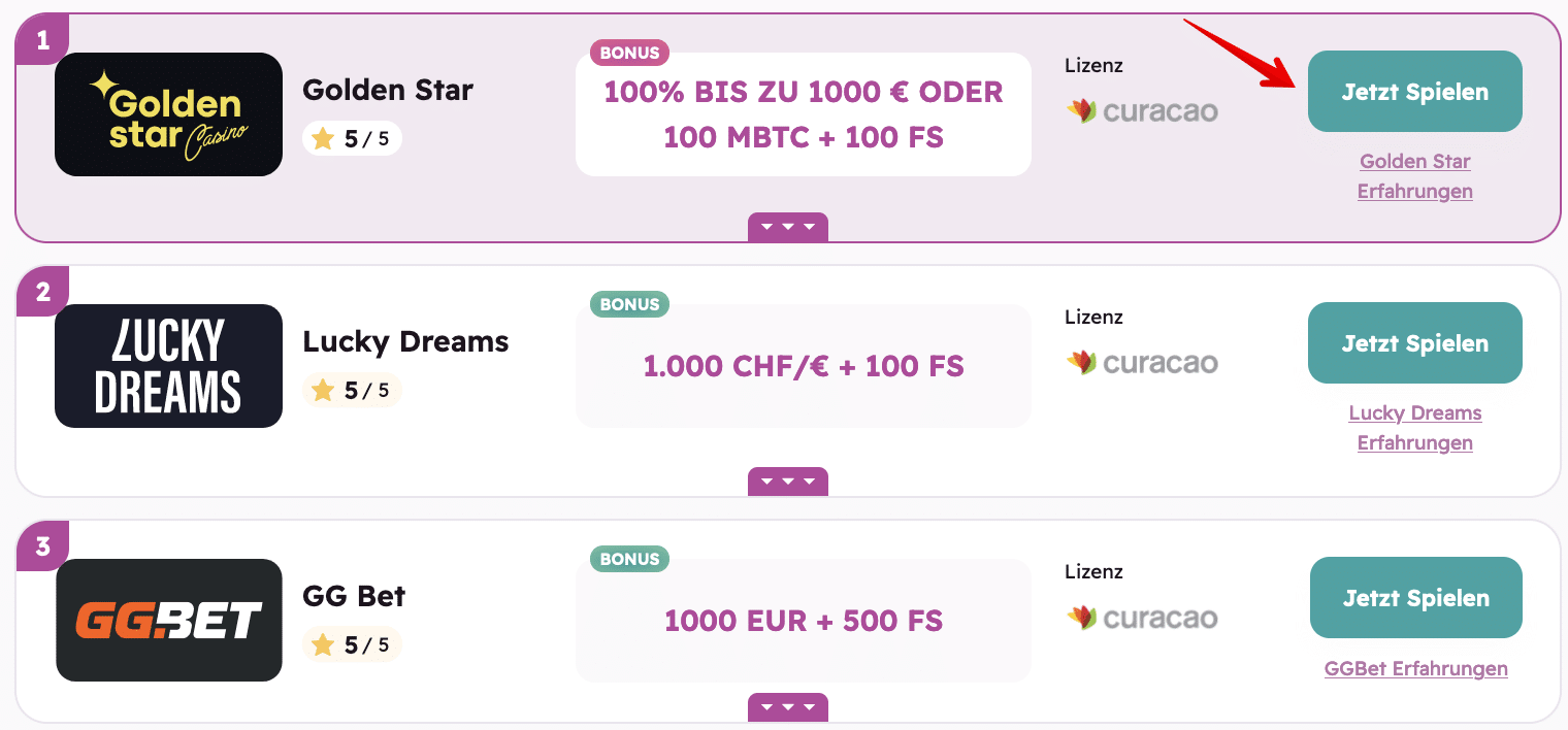 Auswahl eines Online Casinos