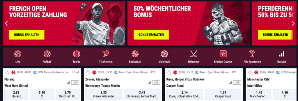 Sportwetten bei Rabona