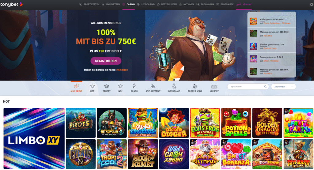 Tonybet Casino Übersicht