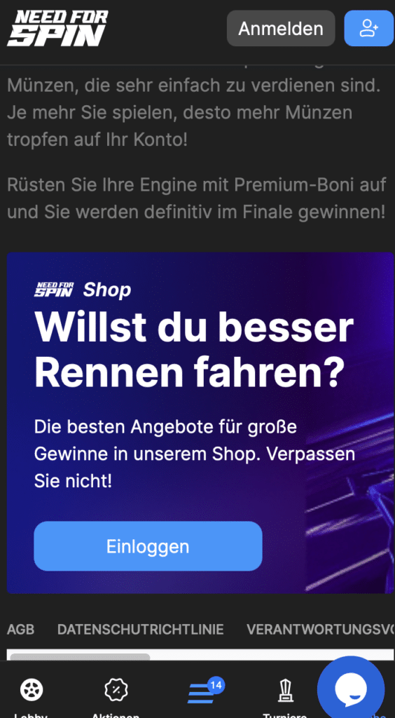 Need for Spin Casino mobiles Glücksspiel